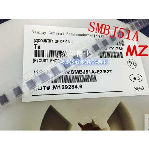 50pcs/lot SMBJ51A 51V MZ A one-way SMD TVS Diodes DO-214AA (P6KE51A silkscreen MZ)