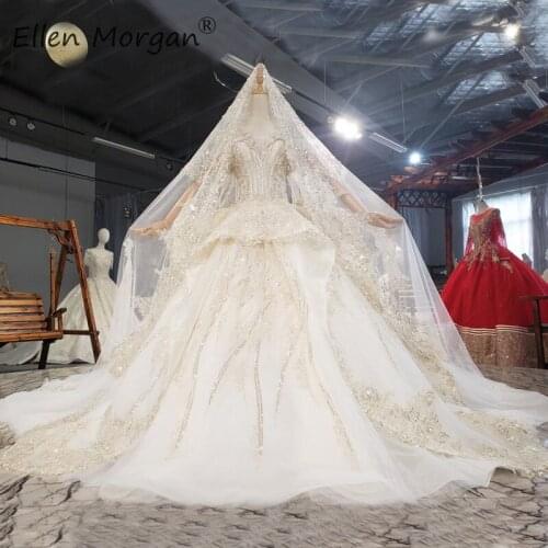 Glitter Light Champagne Lace Ball Gowns Wedding Dresses Real Photos Off Shoulder Beaded Sparkly Modest Vestidos De Novia 2021