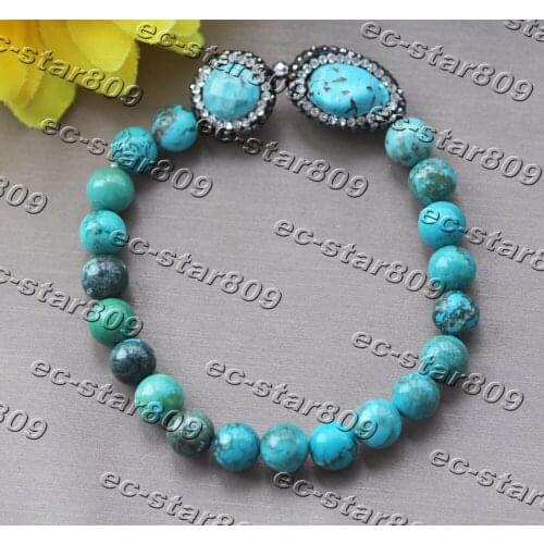 Z11207 Stretch 8" 20mm Green Baroque Turquoise Round Bead Bracelet Woman Fasion Jewellery