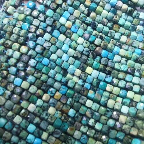 AAAA LOOSE BEADS green Turquoise square faceted 4.5*4mm wholesale for DIY jewelry necklace 36cm