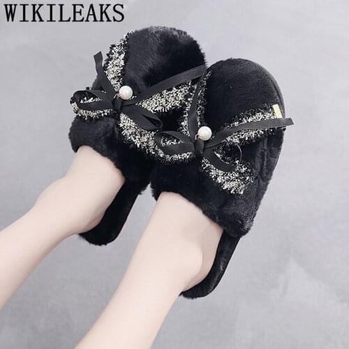 Home slippers winter mules shoes women flat plush slippers fashion fluffy ladies shoes indoor slippers 2020 designer women shoes