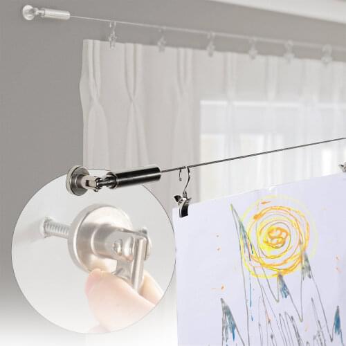 5M Curtain Drapery Drape Wire Rod Set And 24 Clips,Race ,Curtain Accessories tringle rideaux For Window Decoration