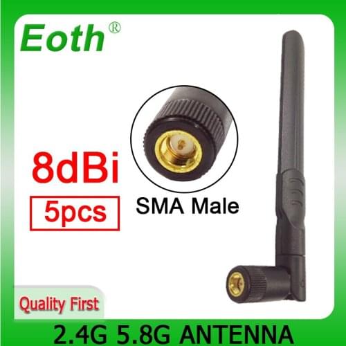 5PCS 2.4GHz 5.8Ghz Dual Band wifi Antenna 8dBi Omni-Directional WIFI aerial SMA male wireless router