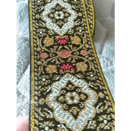 Favorit 60MMX11yard Royal Cabernet Sauvignon pattern ribbon woven Jacquard Ribbon DIY Embroidery lace Clothing belt accessories