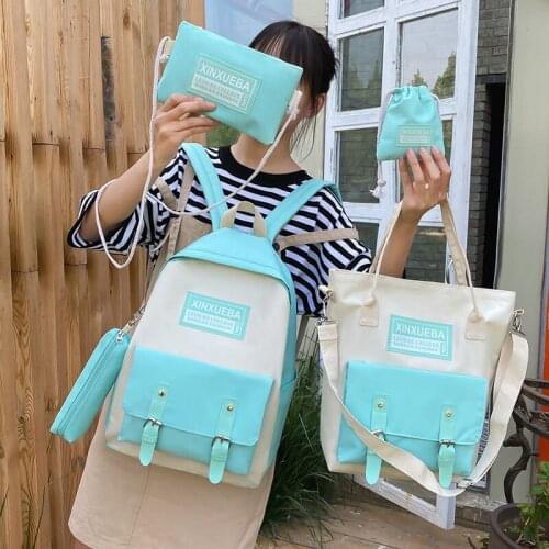 Classical School Backpack Trend Women Backpack Teenager Girl School Bags Simple College Student Schoolbag Canvas Female Rucksack