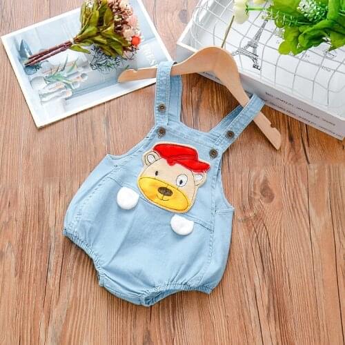 IENENS Baby Boy Girl Bodysuit Denim Clothing Summer Jumpsuit Cartoon Jumper Outfits Newborn Infant Clothes Overalls Dungarees