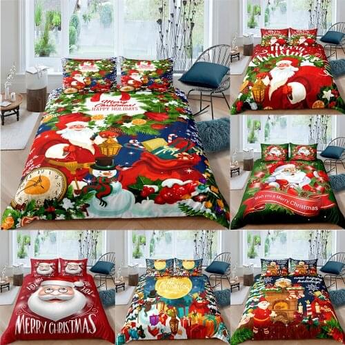 3D Printed Merry Christmas Bedding Set 2/3 Pcs Queen/Twin/King Size Duvet Cover Christmas Decoration For Home Textiles