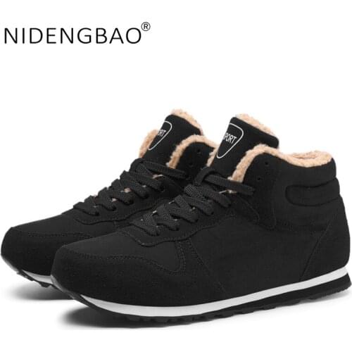 Unisex Shoes Woman Men Winter Shoes Male Leather Winter Boots Shoes Adult Warm Fur Sneakers Plus Size 36-47 Ankle Botas Hombre
