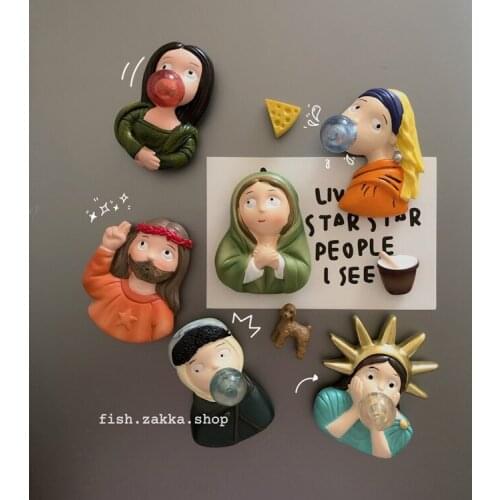 Bubble Blowing Character Series Resin Refrigerator Magnet Magnetic Decorative Magnet
