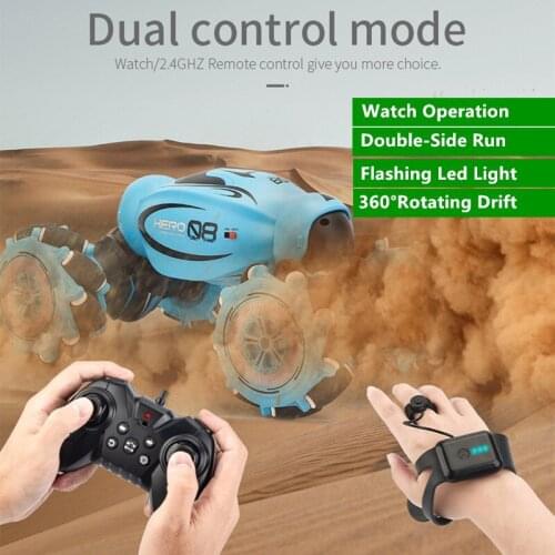 Gesture Induction RC Twisting Car 2.4G Double-Sided Driving Remote Control Deformation Off-Road Drifting Stunt Car Children Toy