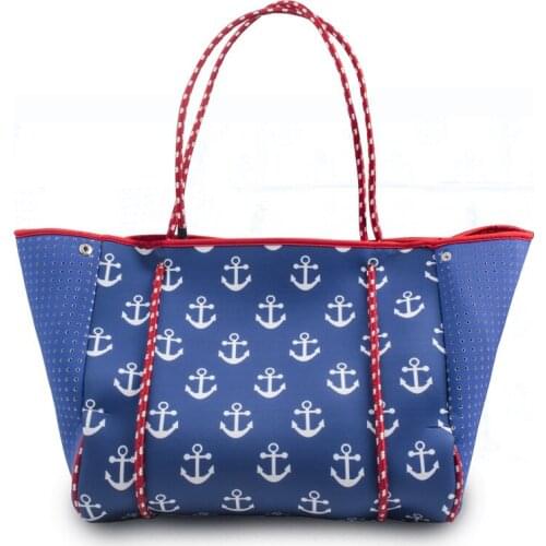 Fashion Ladies Beach Bag Neoprene Mesh Tote Summer Outdoors Shoulder Top-Handle Large Capacity Casual Handbags For Travel