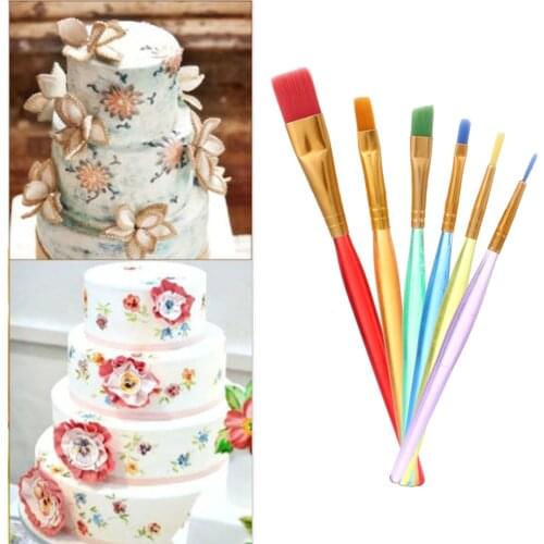 6pcs DIY Baking Tool Brushes Pen Cake Icing Decorating Painting Brush Sets Fondant Sugar Craft Bakeware Cake Tools E5M1
