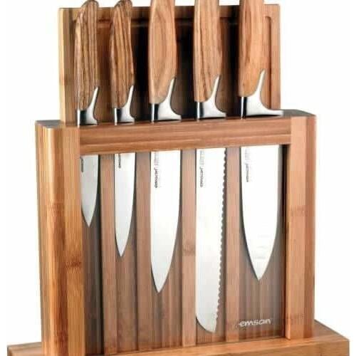 Emsan Woody 7 Piece Stand Cutting Board Knife