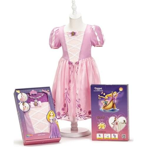 Disney Dress Girl Summer Lovely Party Princess Dress Skin Friendly Breathable Children Dress Birthday Present Kids Clothes Girls