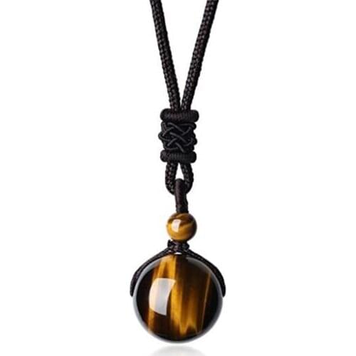 Nature Tiger Eye Stone Pendants & Necklaces for Women High Quality Natural Beads Weave Necklaces Men Fashion Rope Chain Jewelry