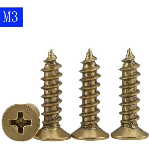 M3 3mm Flat Head Phillips Drive Self Tapping Screws Solid Brass Wood Screws bolts DIN 7982