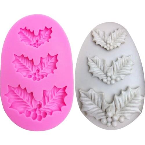 M1031 Christmas leaves Shaped silicone mold for confectionery chocolate fondant cake decoration tree leaf baking tools