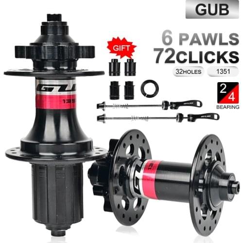 GUB Mountain Bike Hub 32 Hole 4 Bearing Sealed Bearing 8-11 Speed Cassette 6 Claws 72 Ring/clicks Mountain Bike Parts Disc Brake