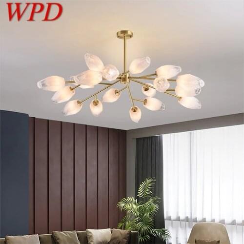 WPD Hanging Chandelier Brass Modern LED Pendant Light Fixtures Luxury Decorative For Home Living Room Bedroom Villa