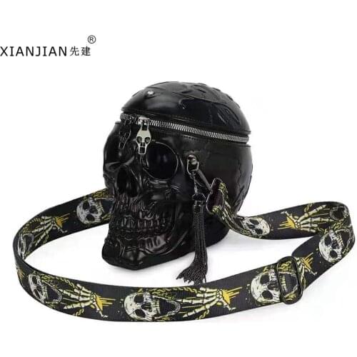 Xianjian Unique Standing out Harajiku Handbag Skull Head Crossbody bag messenger bag punk rivet handbag