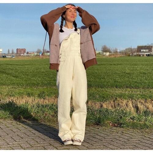 2021 White Sexy Loose Club Jumpsuit Women Overalls Rompers Summer Female Casual Buckles Pockets Womens Jumpsuits Streetwear