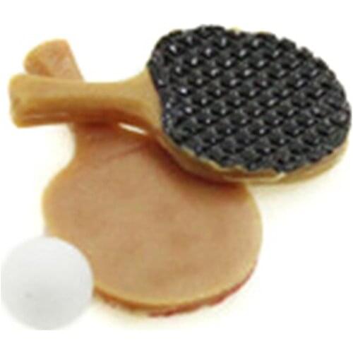 1/12 Mini Table Tennis Racket with Ball Simulation Furniture Ping-pong Toys for Doll House Decor Dollhouse Miniature Accessories
