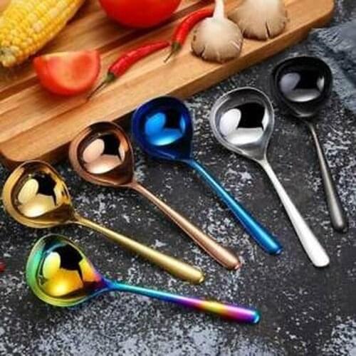 1pc 17cm Big Soup Spoon Round 304 Stainless Steel Dinner Cutlery Food Soup Spoon Kitchen Cooking Coffee Milk Spoon