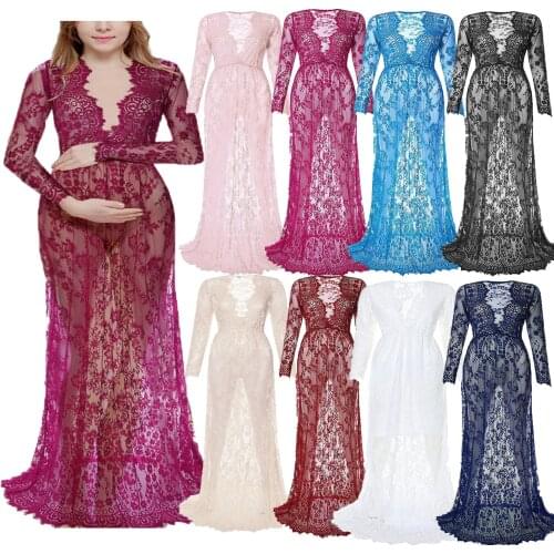 2020 Fashion Maternity Photography Props Maxi Maternity Gown Lace Maternity Dress Fancy Shooting Photo Summer Pregnant Dress