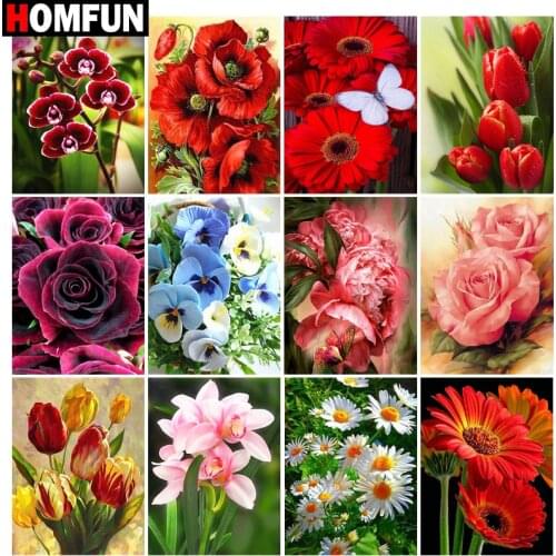 HOMFUN Diamond Painting Full Square/Round Drill 5D DIY "Flower scenery" Daimond Embroidery Rhinestone Cross Stitch Decor