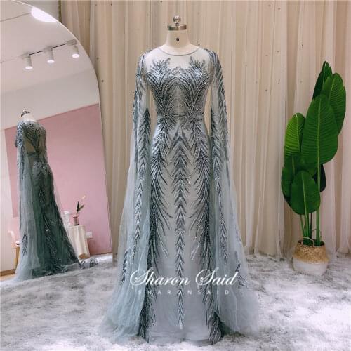Elegant Dubai Mermaid Muslim Evening Dresses Long Sleeve Arabic Women Wedding Party Gowns Turkish Formal Prom Dress iN Stock