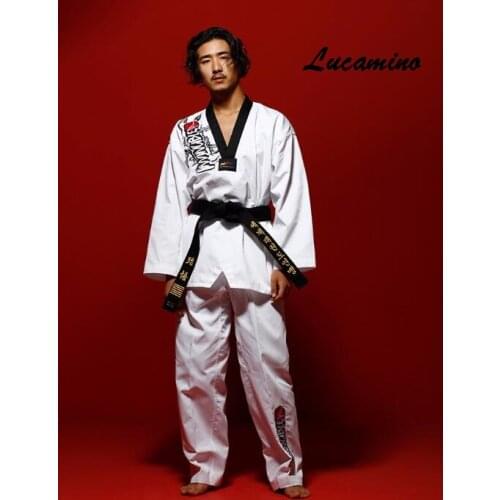 Hot Personalized embroidery taekwondo doboks unisex individual character long sleeved WTF tae kwon do uniforms adult TKD clothes