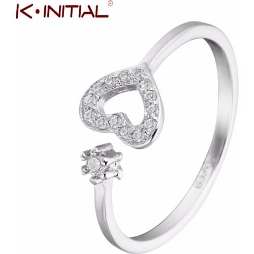 Kinitial New World Fashion Red White Heart Shape Rings Jewelry Hollow Thumb Women&Men Wedding Gift Finger Jewelry
