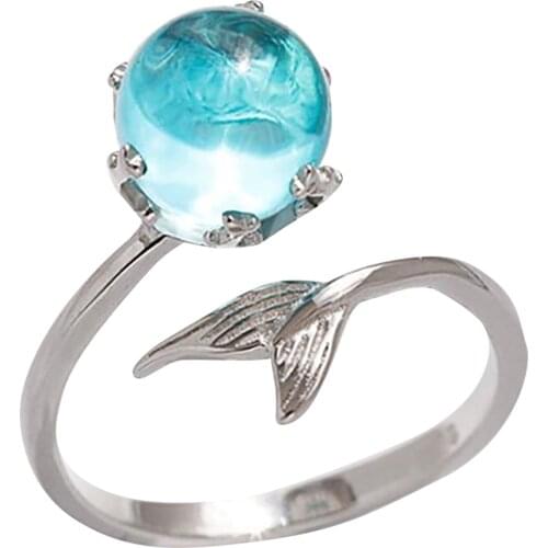 Rings for Women 925 Sterling Female Bubble Fashion Crystal Fish Tail Ring Jewelry Gift Jewelry Gift Wholesale Dorpshipping