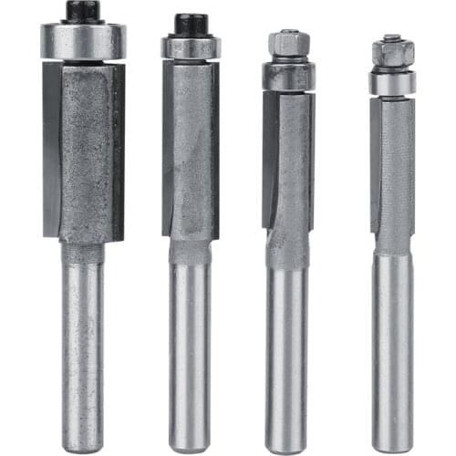1/4'' Flush Trim Router Bit with Bearing Straight Shank for Wood Template Pattern Bit Carbide Tipped 6/8/10/12mm Optional
