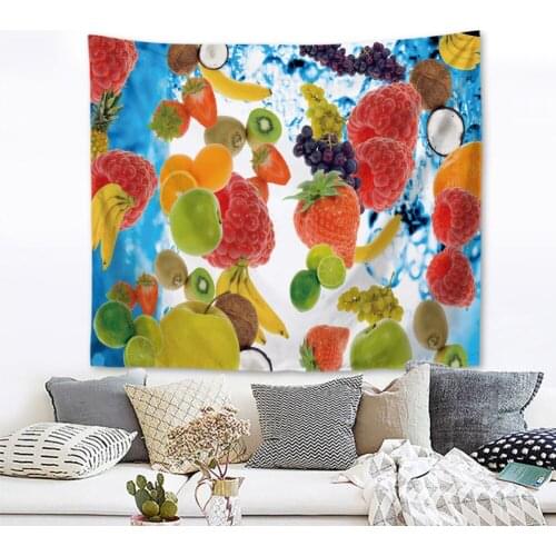 Beautiful fruit tapestry wall carpet background cloth Attractive bright strawberries Watermelon Restaurant room decoration
