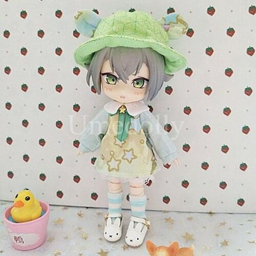 Lovely Kindergarden Suit Obitsu 11 Dolls Bear Hat + Dress + Socks + Pumpkin Shorts Clothes for ob11 Doll Outfits Accessories