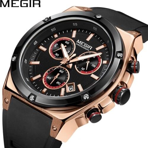 MEGIR Sport Men Watch Top Brand Luxury Chronograph Quartz Watches Men Relogio Masculino Silicone Army Military Wristwatch Clock