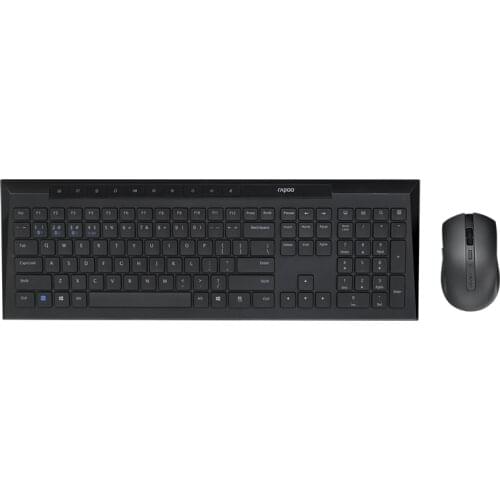 Rapoo 8200P Multimedia Wireless Keyboard Mouse Combos with Fashionable Ultra Thin Whaterproof Silent Mice for Computer Gaming TV