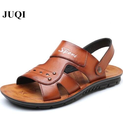 Brand Men Sandals Split Leather Summer 2018 New Men Beach Sandals Slippers Male Casual Shoes Flip Flops Plus Size