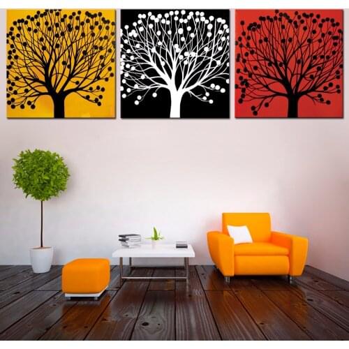 3 Pieces Set High Definition Canvas Prints Wall Decor Pictures for Living Room Decorative Spray Painting Abstract Tree Triptych