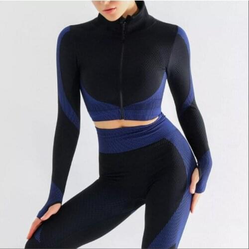 NORMOV Women Seamless Gym Top Long Sleeve Gym Top Running Shirts Yoga Sports Shirts Quick Dry Fitness Gym Crop Tops