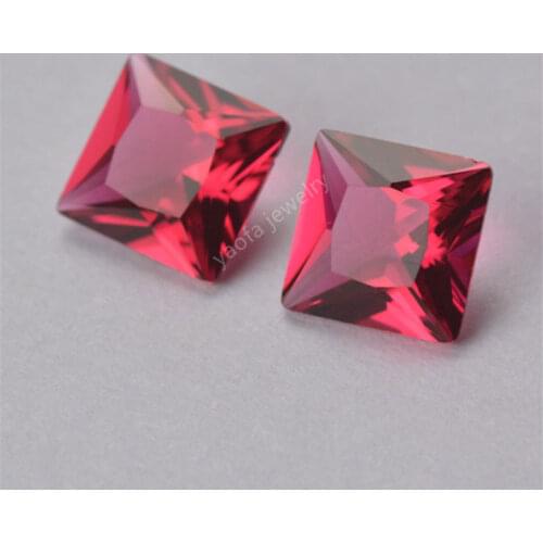 Wholesale 2x2~12x12mm 5A Square Shape Glass Beads 3# Light Rose Red Loose Synthetic Glass Stone Gems For DIY Jewelry