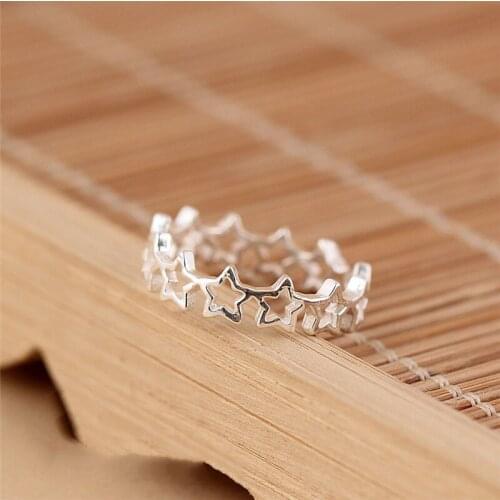 Personality Retro Vintage Silver Color Star Rings For Women Wedding Engagement Jewelry Big Finger Rings Anillos
