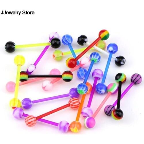 20pcs/lot Multicolo Colorful Flexible UV Silicone Tongue Nipple Stud Bar Ring Barbell Piercing Body Jewelry