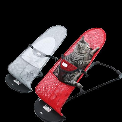Pet Rocking Chair Adjustable Folding Pet Bed Widened and Thickened Base Back Support Non-Slip Mat Breathable Mesh Safety Buckle