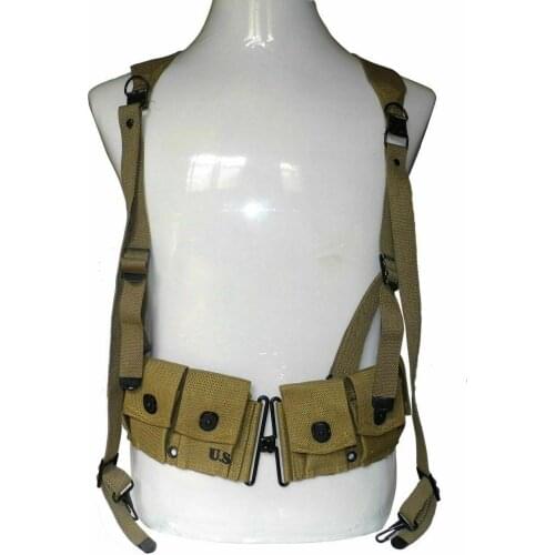 WW2 WWII US ARMY MAGAZINE BELT & SOLDIER SUSPENDERS X STRAP MILITARY REAPPEAR armyshop2008