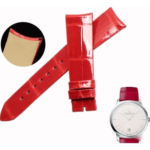 WENTULA Watchband For V.CPATRIMONY 4100U Alligator Skin /Crocodile GrainCalf-leather Band Cow GenuineLeather Strap Watch Band