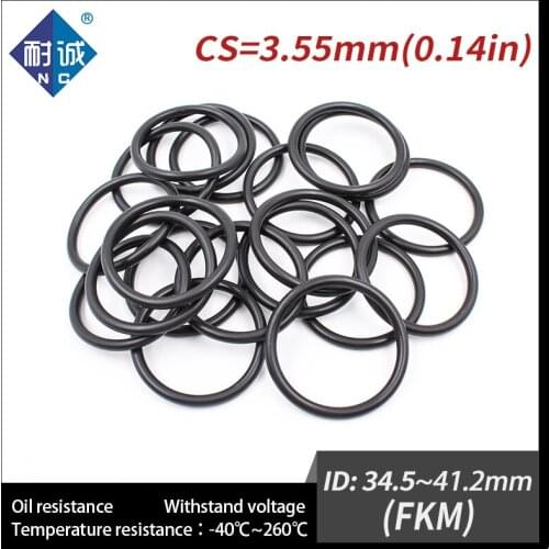 2PCS/lot Rubber Ring Black FKM O ring Seals Thickness 3.55mm ID34.5/35.5/36.5/37.5/38.7/40/41.2mm Rubber O-Rings Fuel Washer