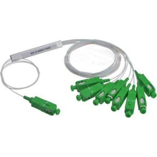 SC APC PLC 1X8 Mini 0.9mm Fiber Optic splitter 1X8 With SC Conector SM G-EPON PLC Steel tube Optical Splitter Optic Coupler