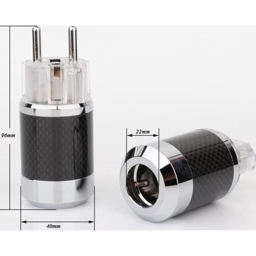 BCF2-TER Top Clear Black Carbon Fiber Rhodium Plated EU standard AC Power Plug IEC Female DIY Mains Power cable Connector